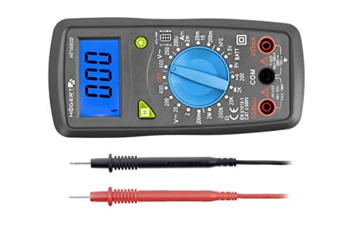 Högert Technik - Multifunctioneel digitaal meetapparaat, multimeter tot 600 V/10 A, lcd-scherm, rubberen ommanteling, ergonomisch en compact, inclusief meetkabel