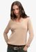Superdry Gewassen V-hals Trui Dames Katoen Licht Taupe Maat 10