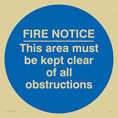 Viking Signs Viking Signs MA228-S40-G "Fire Notice This Area must be Keep Clear Of All Obstructions" Sign, Rigid Gold Plastic, 400 mm H x 400 mm W