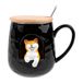 Lachineuse Hondenmok 3D Happy Dog Porselein Hout Metaal 380ml met Deksel en Lepel