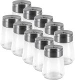HOME DECO FACTORY kruidenpotjes - 10x - glas - 80 ml - transparant - met strooier