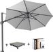 Platinum Challenger T2 parasol 350 cm ronde lichtgrijs met 90KG voet en hoes