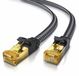 Primewire Câble LAN CAT 7, câble réseau plat, 10 Gbit/s, blindage U/FTP PIMF, connecteurs RJ45 plaqués or, gaine en coton, protection contre les pliures, câble de raccordement, Ethernet, 20 mètres, noir