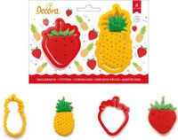 Decora Koekjes Uitsteker Set Ananas & Aardbei - 2 stuks - Kunststof - Geel/Rood