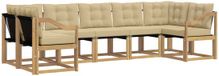 vidaXL - Salon d'angle - 4 places assises - Blanc et Beige - Acacia Bois