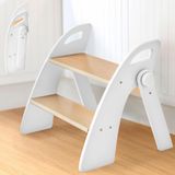 Solidchoice - Escabeau en bois avec 2 marches, capacité de charge de 130 kg, blanc
