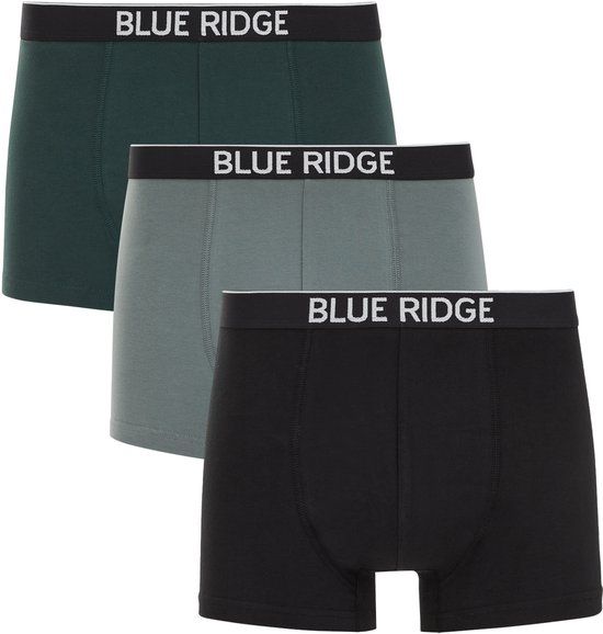 WE Fashion Heren boxershort, 3-pack, Groen, Effen, Katoen/Elastaan, Maat M