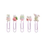 Back2Fun - Set van 5 hazenclips in 3D voor je bureau, grappige klemborden van hars in kawaii-stijl, schoolmateriaal voor de eerste schooldag