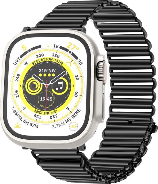 Strap-it Stalen Loop band - Geschikt voor Apple Watch bandje - Series 1/2/3/4/5/6/7/8/SE - Zwart - Staal/metalen Loop bandje met RVS sluiting - iWatch bandje voor maat: 38 mm 40 mm 41 mm