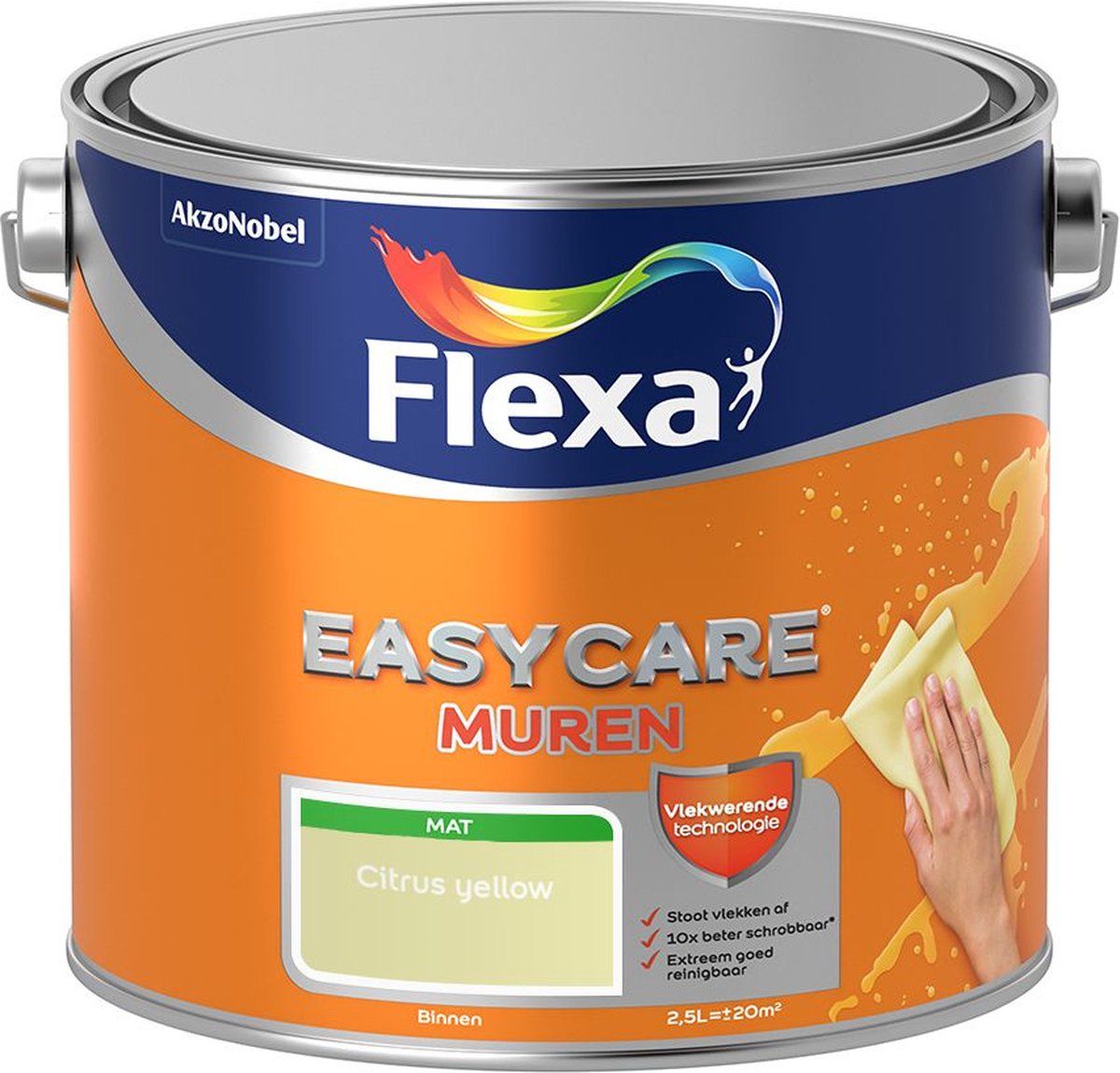 FLEXA Easycare Muurverf Mat Citrus yellow - Kleur van het jaar 2011 2.5L