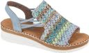 Rieker V1241 dames sandalen met sleehak, blauw/gekleurd, maat 42