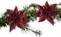 Billiet - Vanlaere Fleur de Noël sur clip - 2x pièce - rouge foncé pailleté - plastique - 18 cm