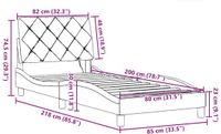 vidaXL Bedframe met LED-verlichting, zonder matras, crème kleur, 80x200 cm, stof
