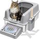 OEM BeiJingLiangPinJiaZuoKeJiWenHuaFaZhanYouXianGongSi Kattenbak - Roestvrij staal, Halfopen XXL, Lek- en morsbestendig, Gemakkelijk schoon te maken, Met pedaal en schep - 61x 41x 31 cm