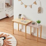 en.casa Kindertafel Skellefteå met uitschuifbaar tafelblad naturel en roze