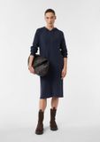 Comma Jurk Donkerblauw Lange Mouw V-hals Viscose Elastaan 34