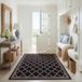 Safavieh Trellis tapijt voor binnen en buiten - Collectie Courtyard, laagpolig, in zwart en beige, 122 x 170 cm