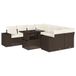 vidaXL 9-delige Loungeset met Kussens, Poly Rattan, Bruin