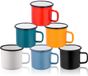 Shenzhen Haorui Industrial Technology Co., Ltd. Tasses en émail Set de 6 pièces - 350 ml - Blanc, Noir, Bleu, Rouge, Jaune, Vert