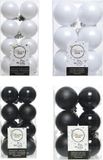 Decoris Kaemingk B.V. Kerstversiering kunststof kerstballen kleuren mix zwart/ winter wit 4 en 6 cm pakket van 80x stuks