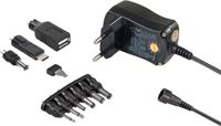 MaxTrack Voedingsadapter 3-12V - Max 7,2W - 9 pluggen - 1,8 meter - Zwart
