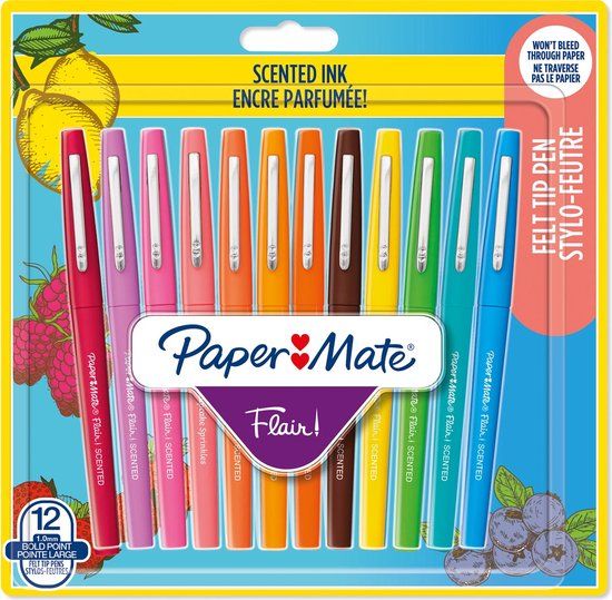Paper Mate Flair geurende viltstiften | diverse zondagse brunchgeuren en kleuren | mediumpunt (0,7 mm) | 12 stuks