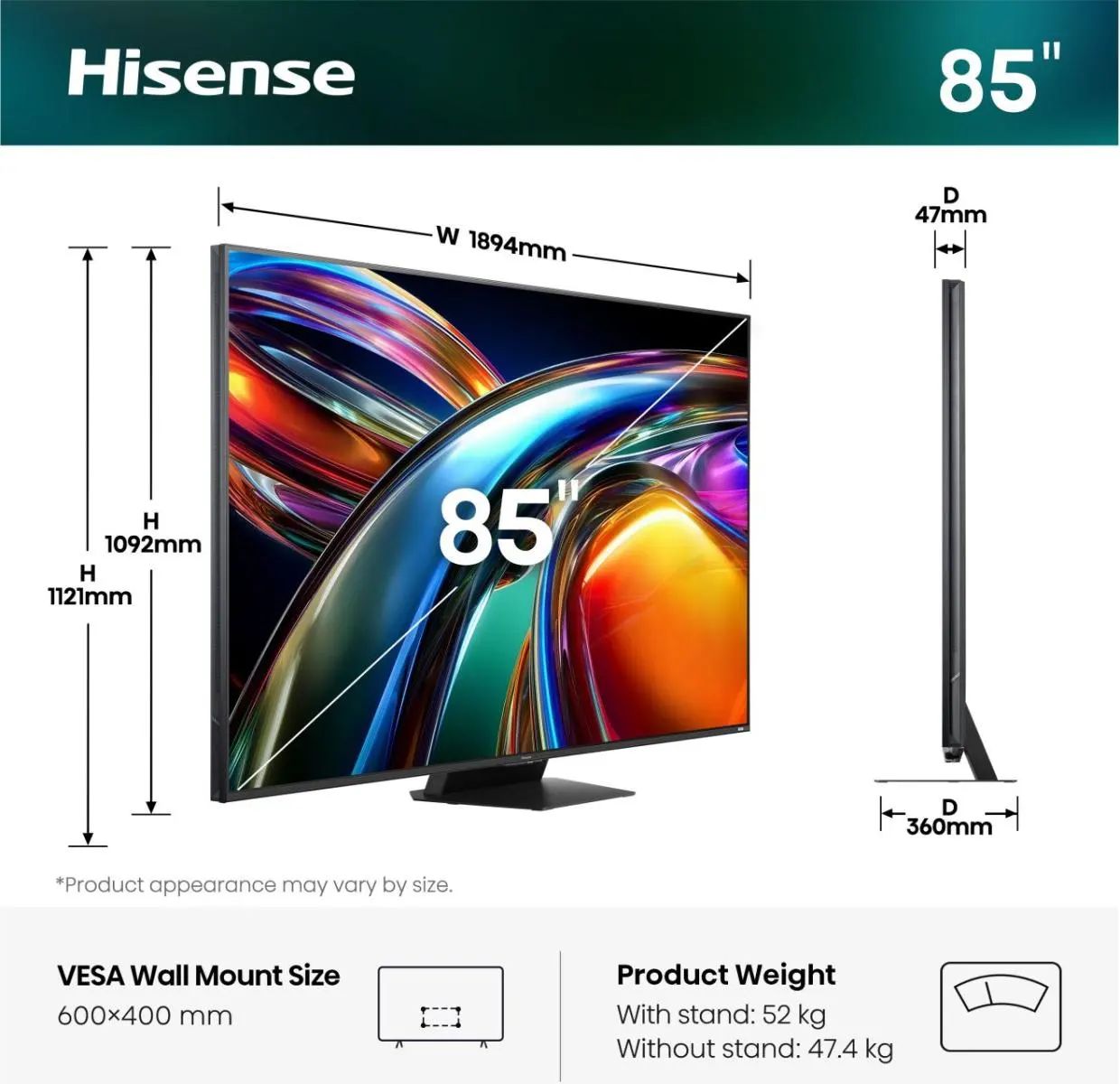 Hisense 85UR9S / RGB Mini-LED / 85 inch / 2026