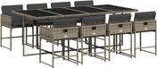vidaXL Ensemble de jardin 9 pièces avec coussins, polyrotin, gris