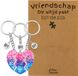 Pax Amare Bixorp VOF BFF Sleutelhanger voor 3 'Vriendschap die altijd past' - Magnetisch Glitter Hartje - Sleutelhanger set op Cadeau Kaartje - Zilverkleurig - Vriendschap Symbool - Pax Amare