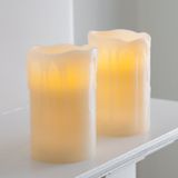 Lights4fun Set van 2 LED-kaarsen echte was met timer op batterijen