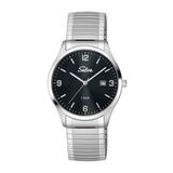 SELVA Herenhorloge, quartz, index en cijfers, roestvrijstalen kast, flexibele band, 5 bar