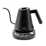 Huslog Elektrischer Schwanenhals Wasserkocher 1L, Temperaturregelung (40–100 °C), Warmhaltefunktion, mit Drehknopf & LCD-Anzeige, Edelstahl, 1100 W – ideal für Tee & Kaffee