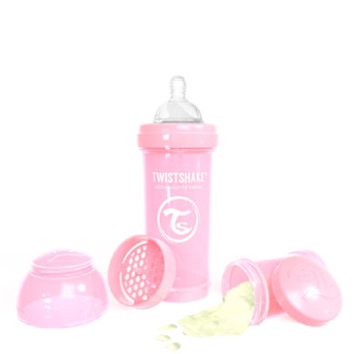 Twistshake Twist shake Drinkflesje anti-koliek 260 ml pastel roze - Roze/lichtroze - Gr.260ml-350ml roze