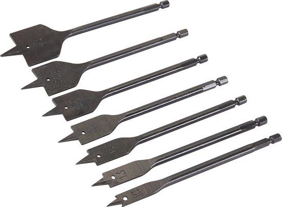 Silverline 7-delige platte speedboor set 10 - 40 mm