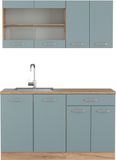 Vicco R-Line Eenpersoonskeuken – 140 cm zonder werkblad Blauw-grijs/gouden eik