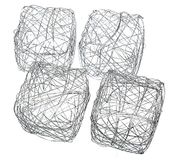 Draadkubus 5 cm (6 stuks) zilver, metaal