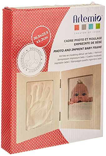 Artemio 13040006 gietijzeren set voor baby's en fotolijsten, hout, wit, 19,5 x 3,5 x 24 cm