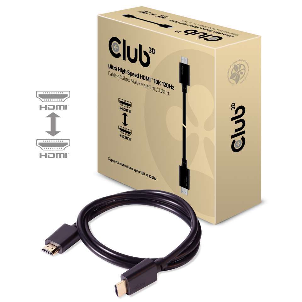 Club 3D Ultra High Speed HDMI 2.1 Kabel 10K 120Hz, 48Gbps Male/Male 1 meter
