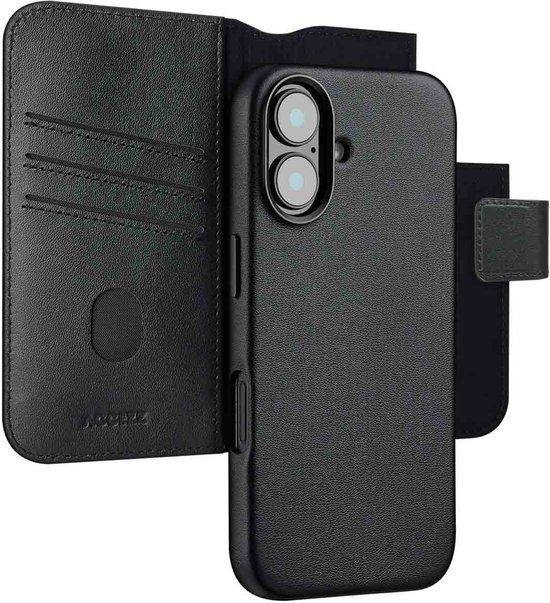Accezz Leather Bookcase 2-in-1 met MagSafe voor de Apple iPhone 16 - Onyx Black