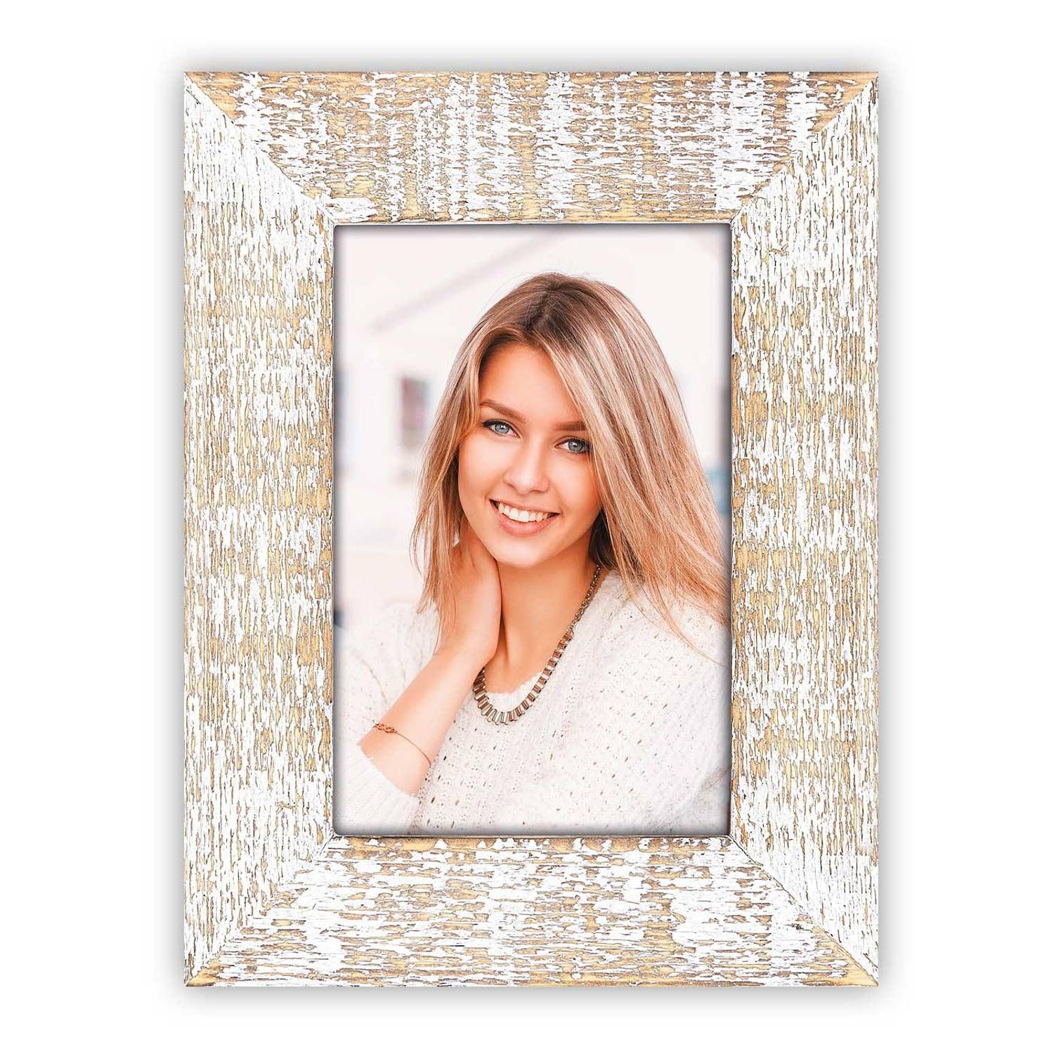 Zep - Houten fotolijst vintage wit/bruin Suriname 15x20 - WR568