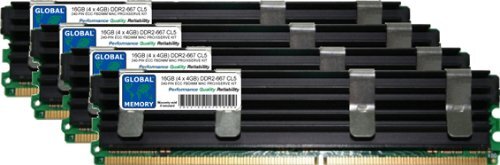 GLOBAL MEMORY 16GB (4 x 4GB) DDR2 667MHz PC2-5300 240-PIN ECC VOLLEDIG GEBUFFERD (FBDIMM) GEHEUGEN RAM KIT VOOR MAC PRO (ORIGINAL/2006)