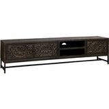 Tower Living TV meubel Casina 3-deurs - Teakhout - Metaal - Zwart