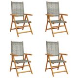 VidaXL Tuinstoel Terras Gecapitonneerde zitting Acaciahout, Polyrattan Grijs