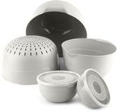 KADAX 5-delige kommenset met deksel, slakommen, plastic kommen voor het bewaren van gerechten, fruitschalen, stapelbare serveerschalen, mengkommen (wit)