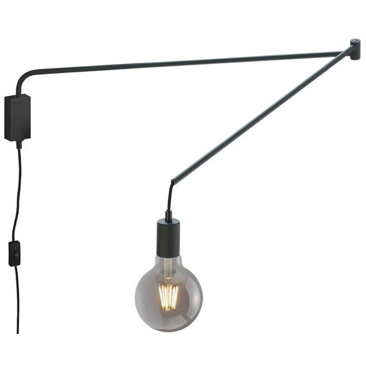 BES LED LED Wandlamp - Wandverlichting - Trion Live - E27 Fitting - Rechthoek - Mat Zwart - Aluminium