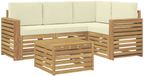vidaXL - Extérieur - canapé - set - 5 - pcs - Blanc - et - crème - Polyester