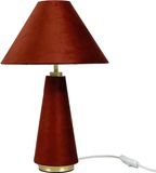 Merkloos Relaxdays Tafellamp fluweel - Ø 30 cm - slaapkamer - abrikoos-goud