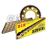 Kettingset DID Kettingset Stealth 525VX3 / 112 klinknagel slot goud voor Aprilia Caponord ABS ATC Rally 1200 cc Bj. 2013-2017