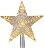 Lumineo Pique de Noël illuminé - forme d'étoile - transparent - 22 cm - éclairage LED - blanc chaud - clignotant