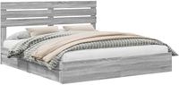 vidaXL lit de rangement avec tiroir gris Sonoma 200 x 200 cm bois transformé